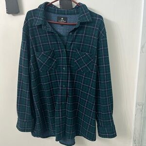 Green and Blue flannel top